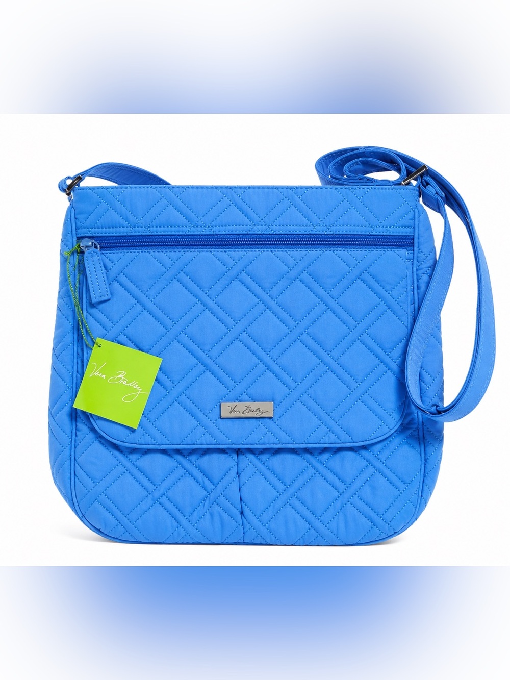 Vera Bradley Double Zip Mailbag Coastal Blue Quilted Crossbody Shoulder Bag NWT